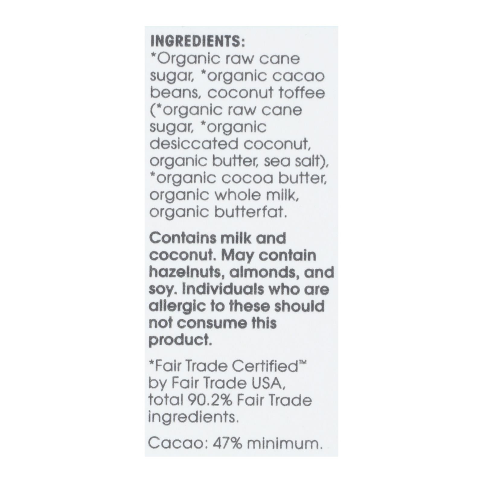 Alter Eco Americas Organic Chocolate Bar - Dark Coconut Toffee - 2.82 Oz Bars - Case Of 12 - Maras Green