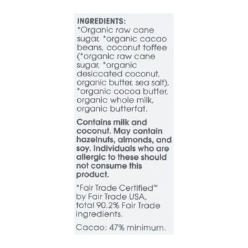Alter Eco Americas Organic Chocolate Bar - Dark Coconut Toffee - 2.82 Oz Bars - Case Of 12 - Maras Green