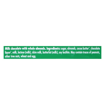 Ritter Sport Chocolate Bar - Milk Chocolate - Whole Almonds - 3.5 Oz Bars - Case Of 11 - Maras Green