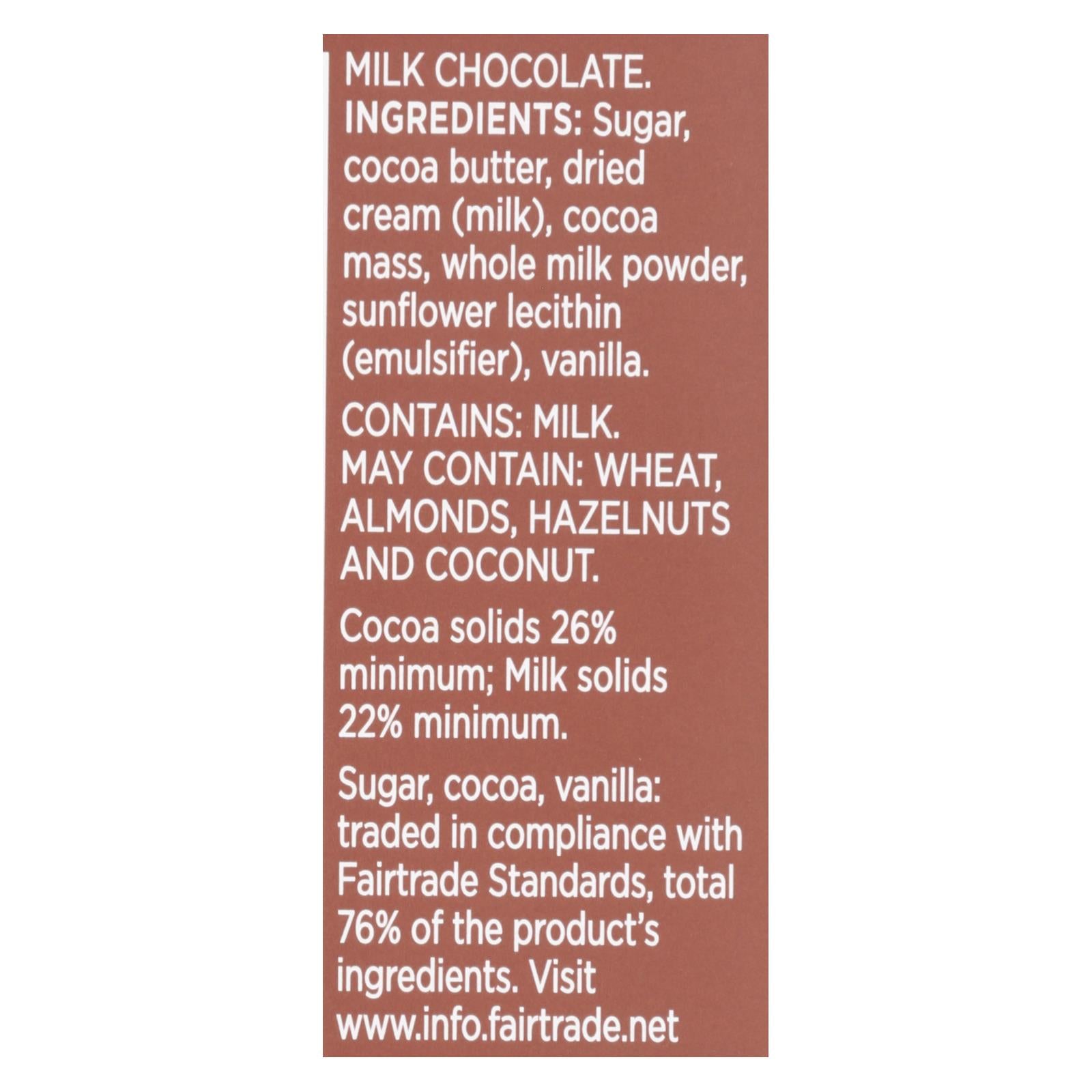 Divine - Bar Milk Chocolate - Case Of 12 - 3 Oz - Maras Green