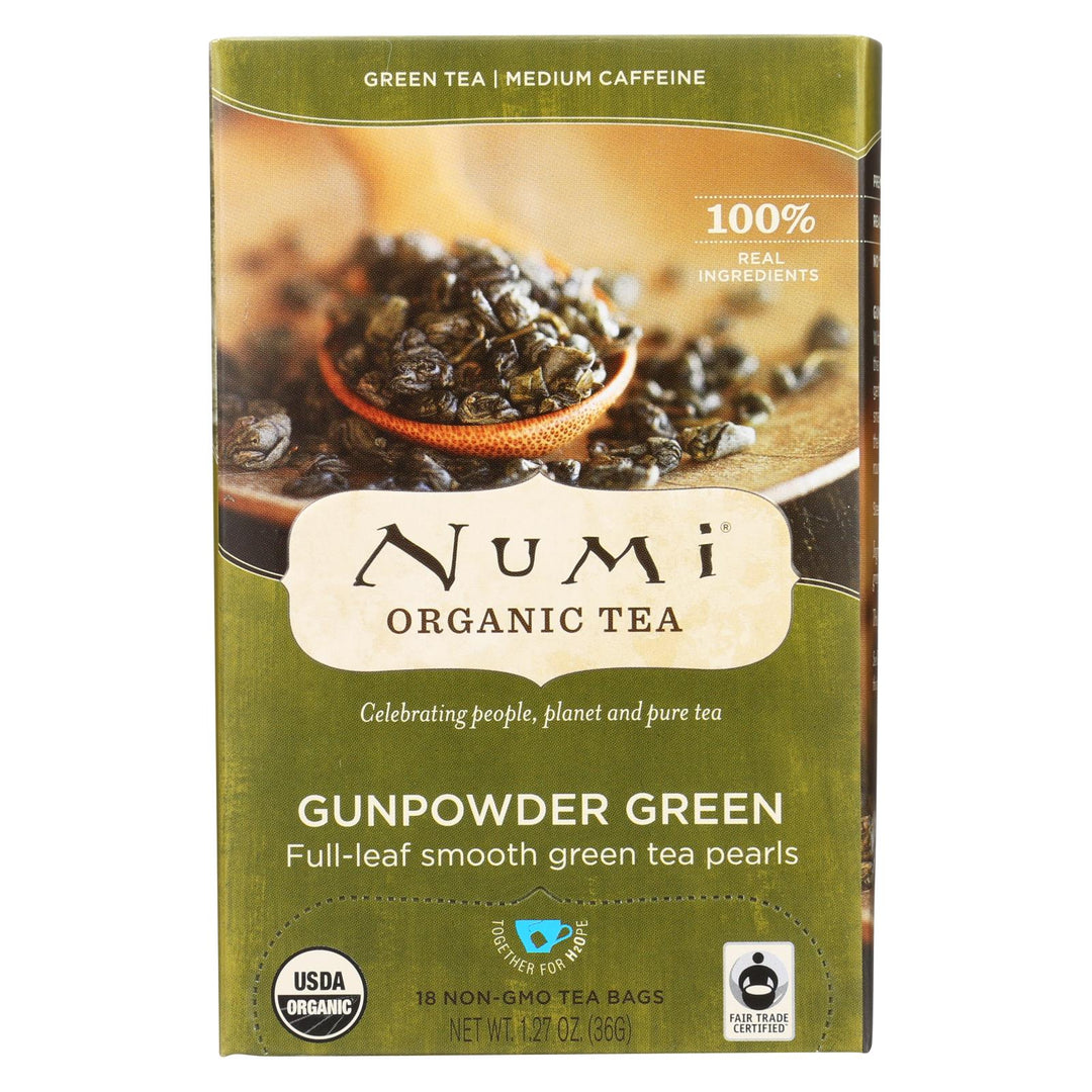 Numi Gunpowder Green Tea - 18 Tea Bags - Case Of 6 - Maras Green