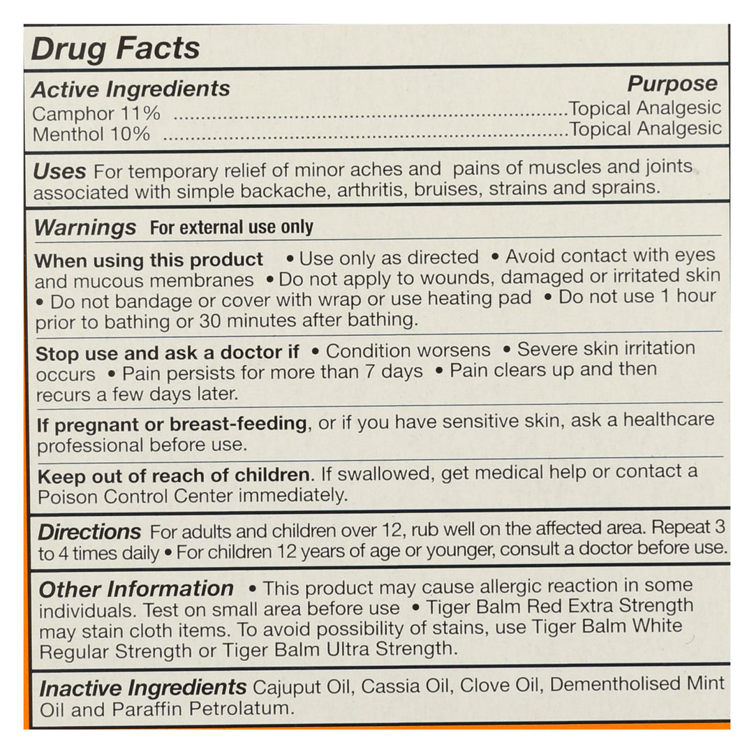 Tiger Balm Extra Strength Pain Relieving Ointment - 0.63 Oz - Case Of 6 - Maras Green