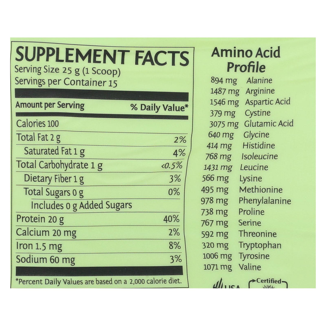 Sunwarrior - Protein Organic Classic Natural - 375 Grm - Maras Green