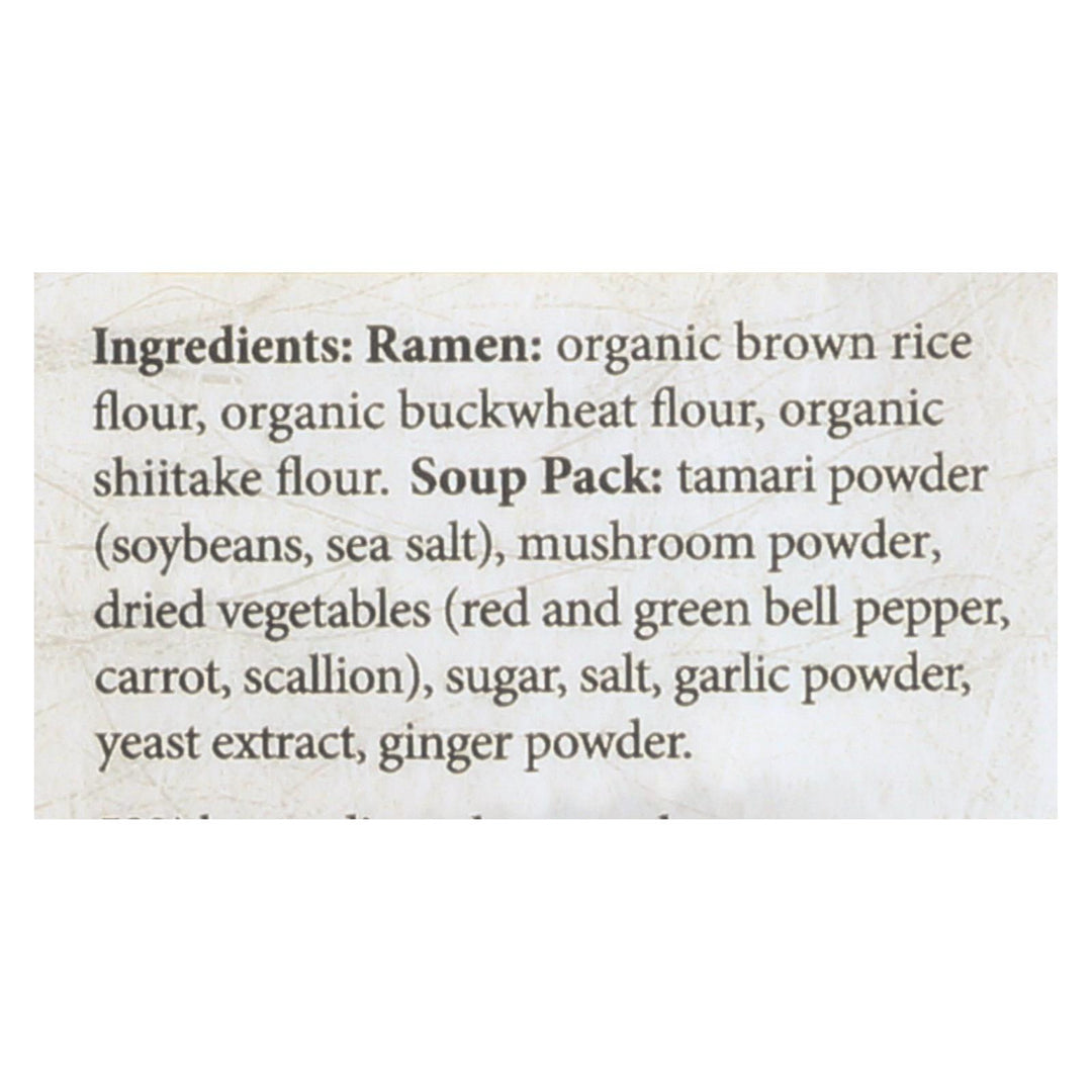 Lotus Foods Buckwheat Mushroom Brown Rice Ramen With Vegetable Soup - Case Of 10 - 2.8 Oz. - Maras Green