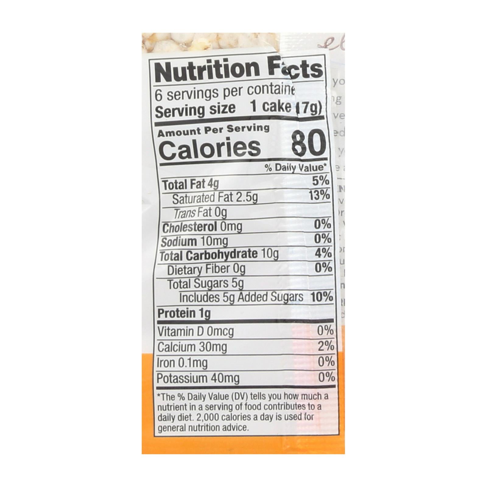 Element Organic Dipped Rice Cakes - Vanilla Orange - Case Of 6 - 3.5 Oz - Maras Green