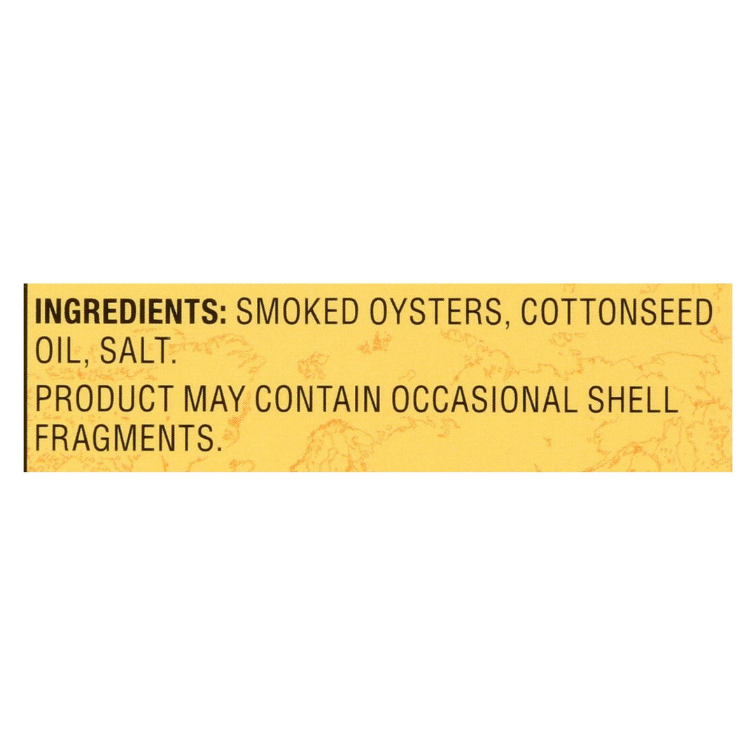 Reese Oysters - Smoked - Large - 3.7 Oz - Case Of 10 - Maras Green