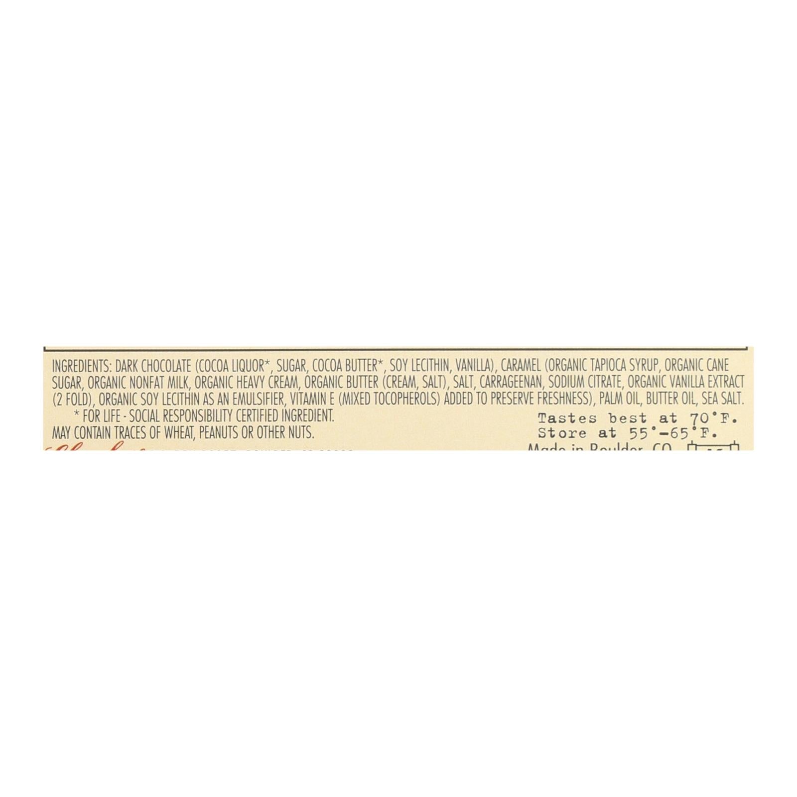 Chocolove Xoxox - Dark Chocolate Bar - Salted Caramel - Case Of 10 - 3.2 Oz - Maras Green