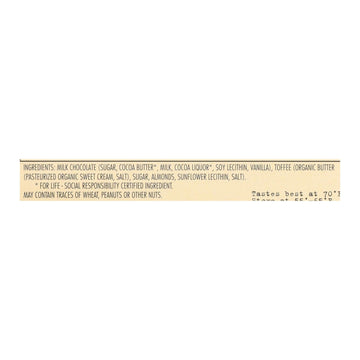 Chocolove Xoxox - Premium Chocolate Bar - Milk Chocolate - Toffee And Almonds - 3.2 Oz Bars - Case Of 12 - Maras Green