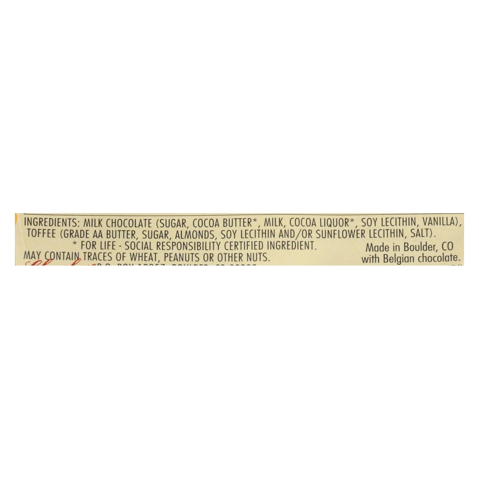 Chocolove Xoxox - Premium Chocolate Bar - Milk Chocolate - Toffee And Almonds - Mini - 1.3 Oz Bars - Case Of 12 - Maras Green