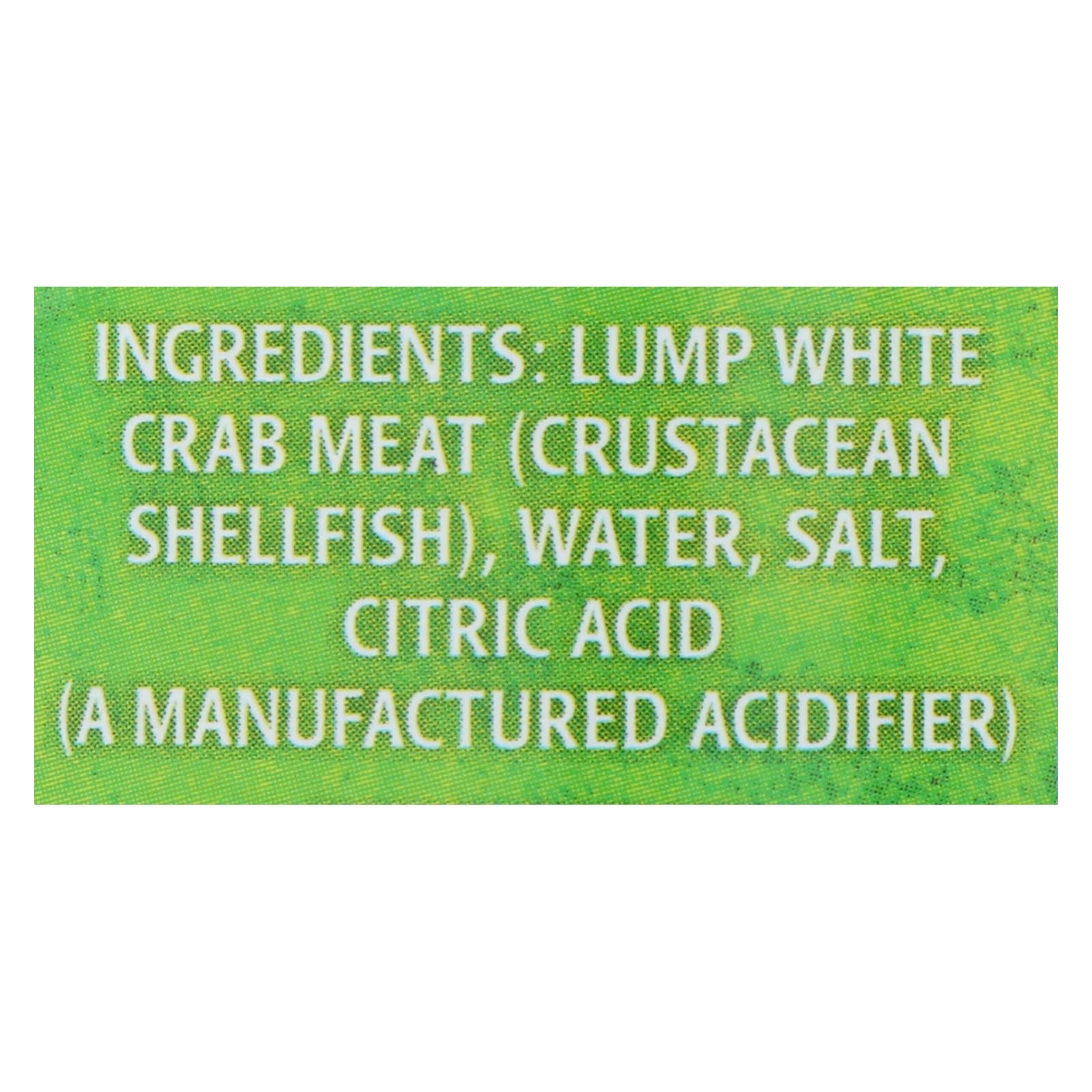 Crown Prince Crab Meat - Fancy White Lump - Case Of 12 - 6 Oz. - Maras Green