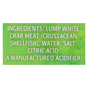 Crown Prince Crab Meat - Fancy White Lump - Case Of 12 - 6 Oz. - Maras Green