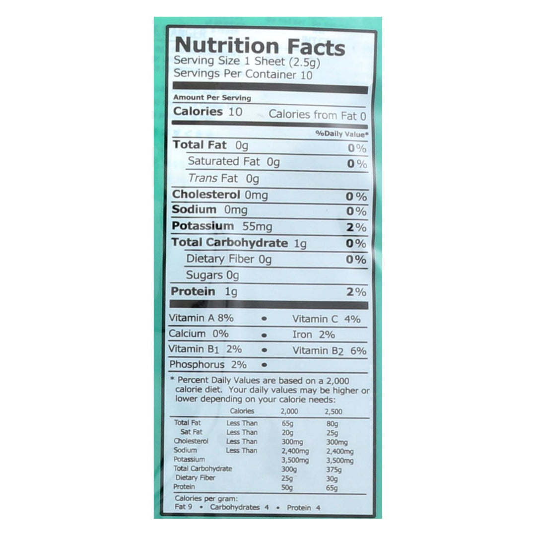 Emerald Cove Organic Pacific Nori - Untoasted Hoshi - Silver Grade - .9 Oz - Case Of 6 - Maras Green