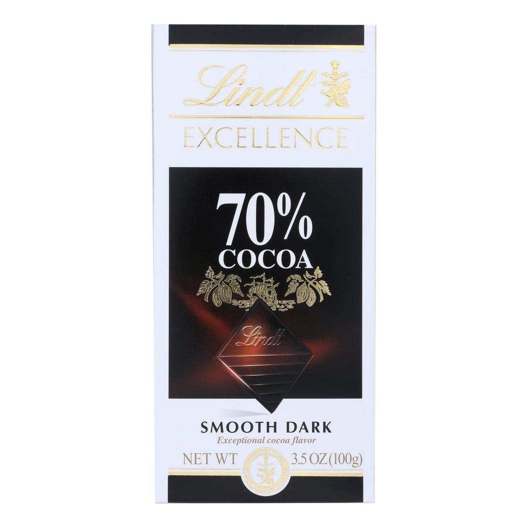 Lindt Chocolate Bar - Dark Chocolate - 70 Percent Cocoa - Smooth - 3.5 Oz Bars - Case Of 12 - Maras Green