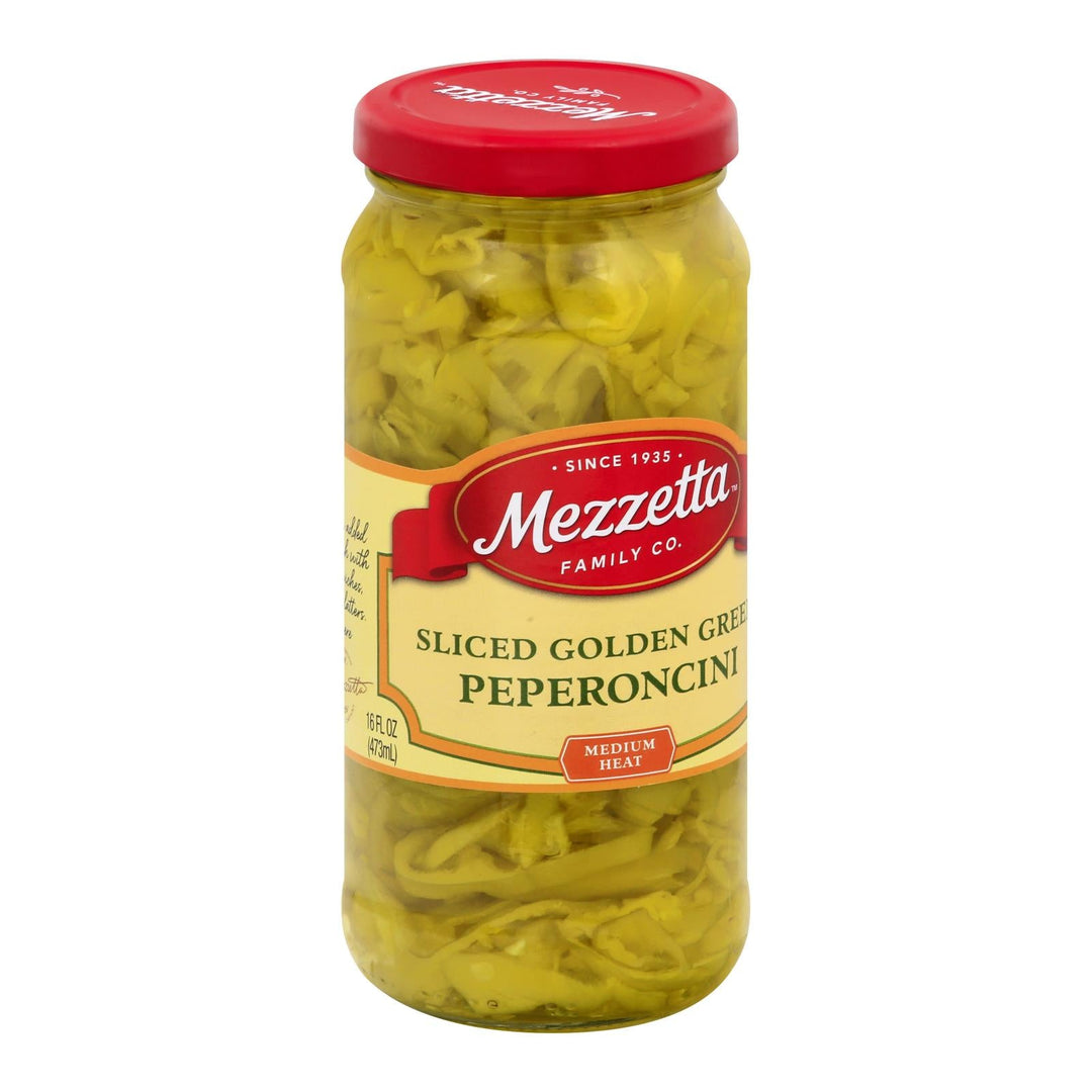 Mezzetta Deli Sliced Golden Greek Pepperoncini - Case Of 6 - 16 Fl Oz. - Maras Green