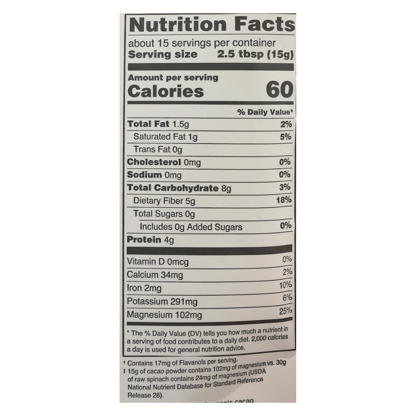 Navitas Naturals Cacao Powder - Organic - Raw - 8 Oz - Case Of 12 - Maras Green