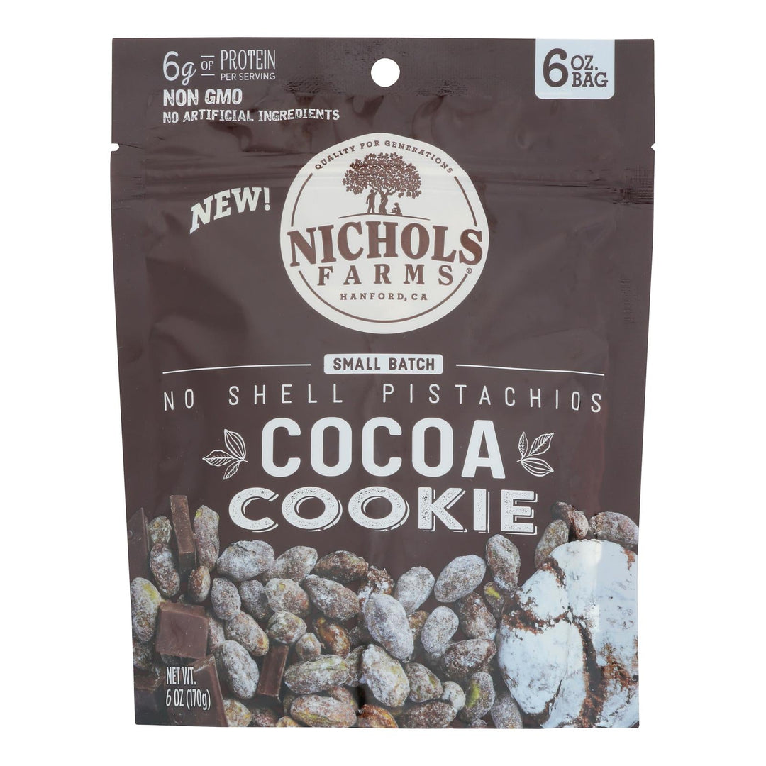 Nichols Farms - Pistachio Nut Shell Cocoa Cookie - Case Of 15 - 6 Ounces - Maras Green