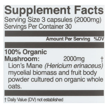 Organic Mushroom Nutrition - Mush Sprfd Lions Mane Cap - 1 Each - 90 Ct - Maras Green