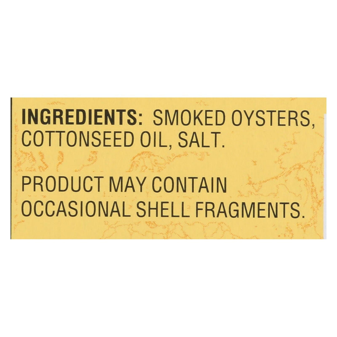Reese Oysters - Smoked - Medium - 3.7 Oz - Case Of 10 - Maras Green