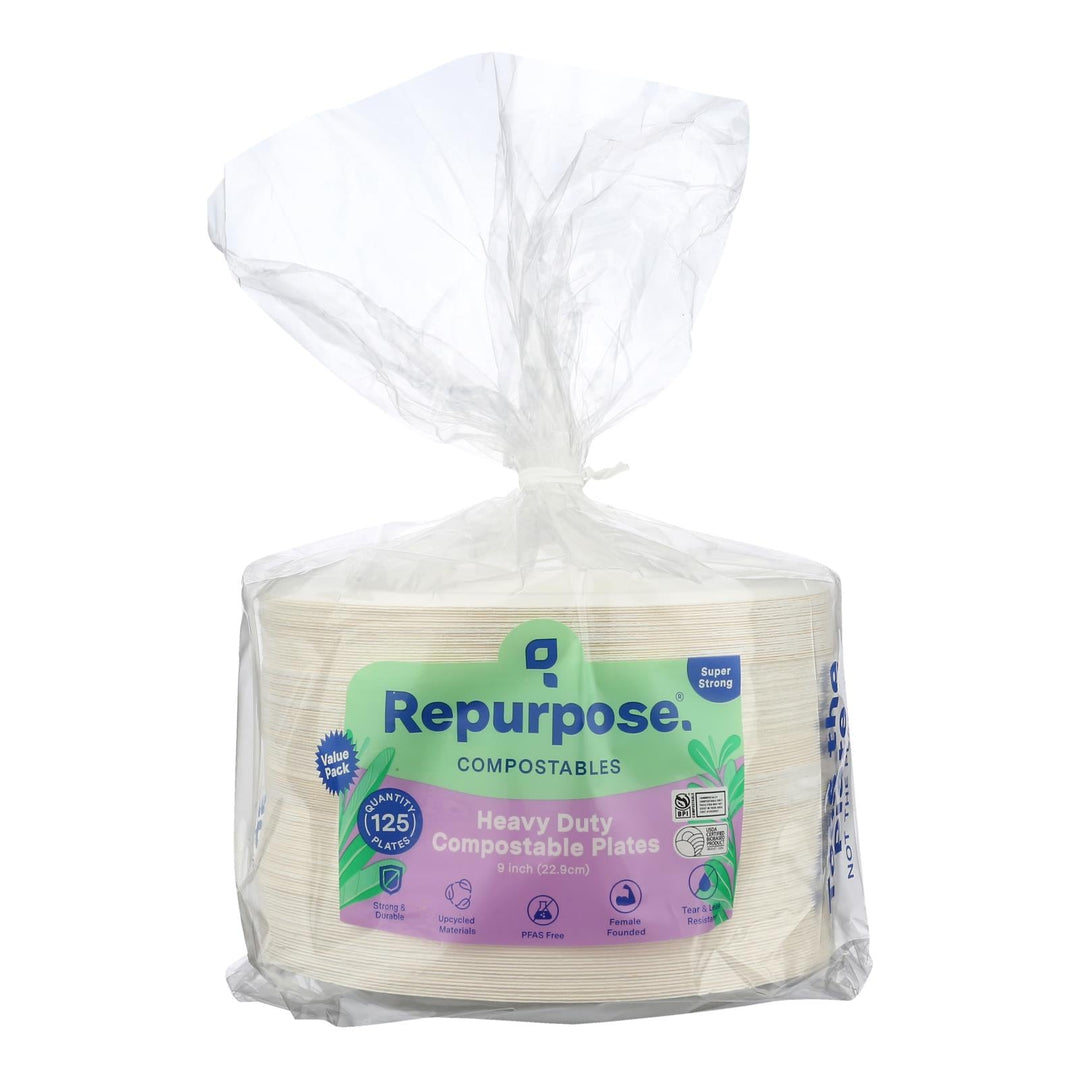 Repurpose - Plates Heavy Duty Compost - Case Of 4 - 125 Count - Maras Green