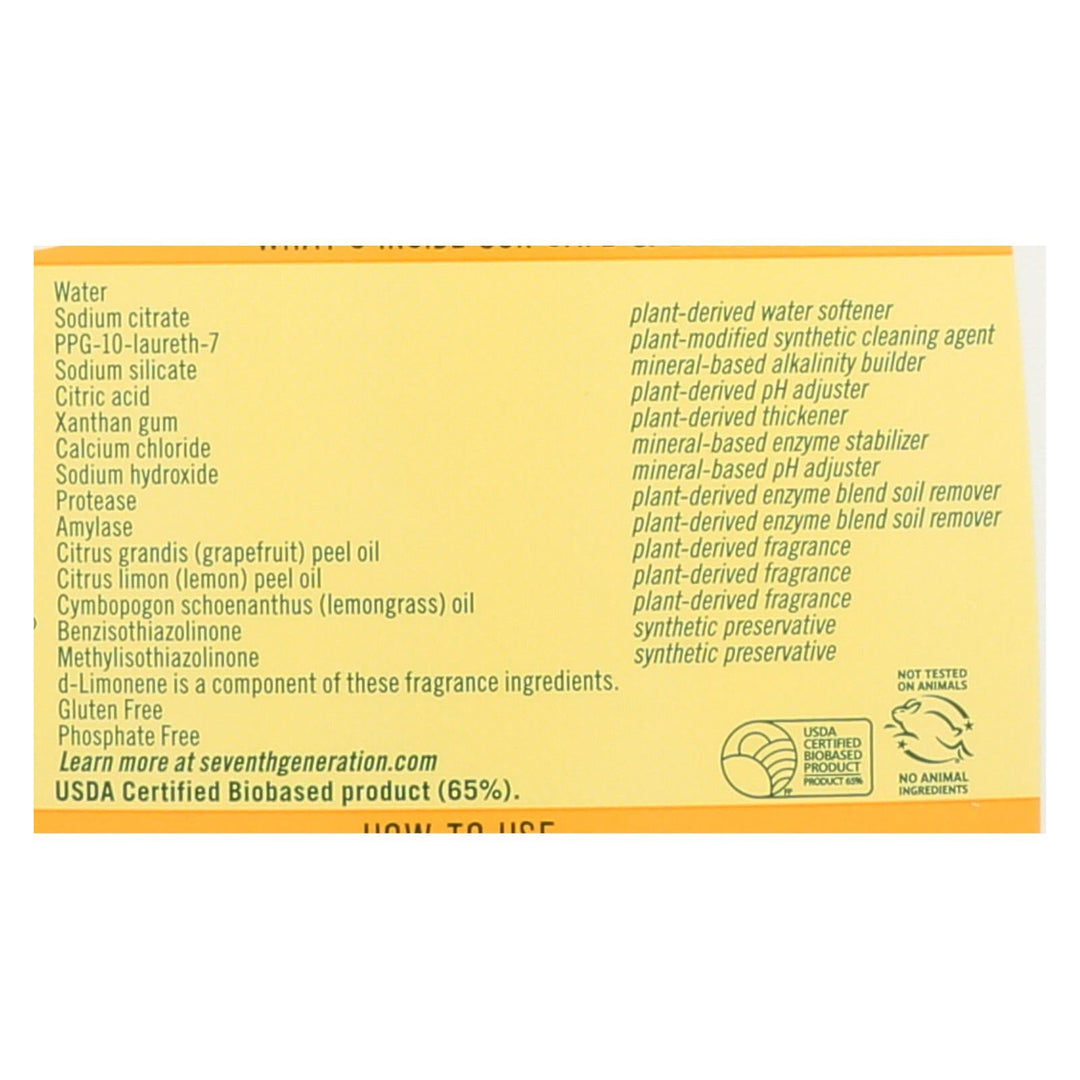 Seventh Generation Auto Dishwasher Gel - Lemon - Case Of 6 - 42 Fl Oz. - Maras Green