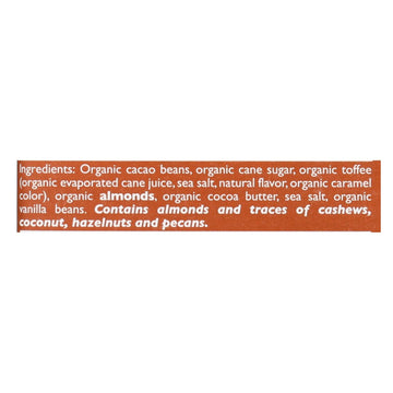Taza Chocolate Stone Ground Organic Dark Chocolate Bar - Toffee Almond And Sea Salt - Case Of 10 - 2.5 Oz. - Maras Green