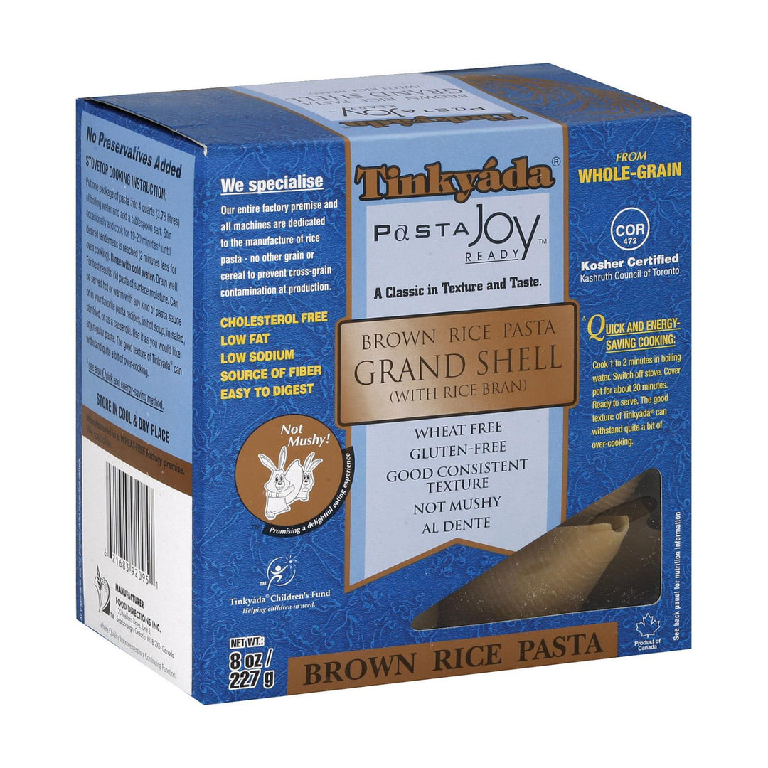Tinkyada Brown Rice Pasta - Grand Shell - Case Of 12 - 8 Oz - Maras Green