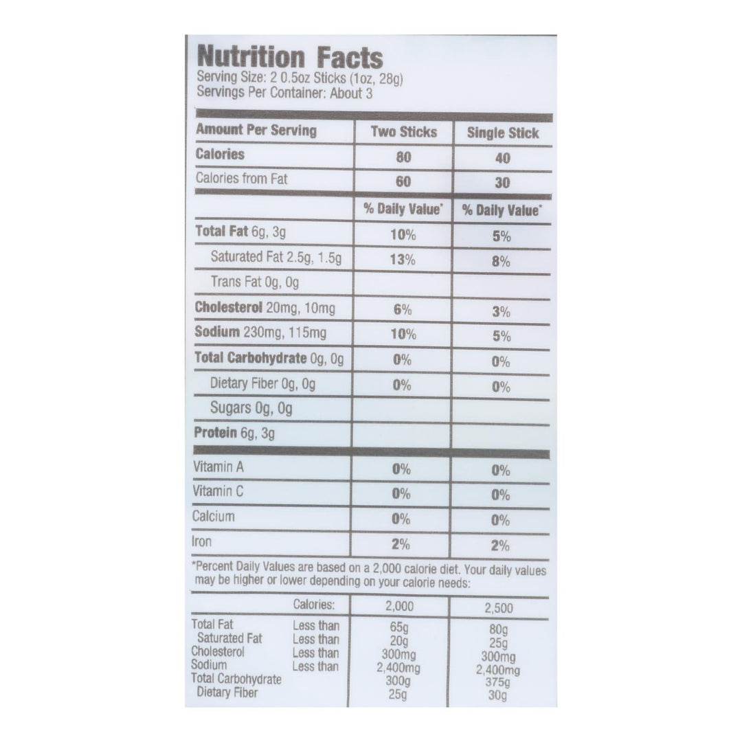 Vermont Smoke And Cure Beef & Pork Stick - Cracked Pepper - Case Of 8 - 6/.5 Oz - Maras Green