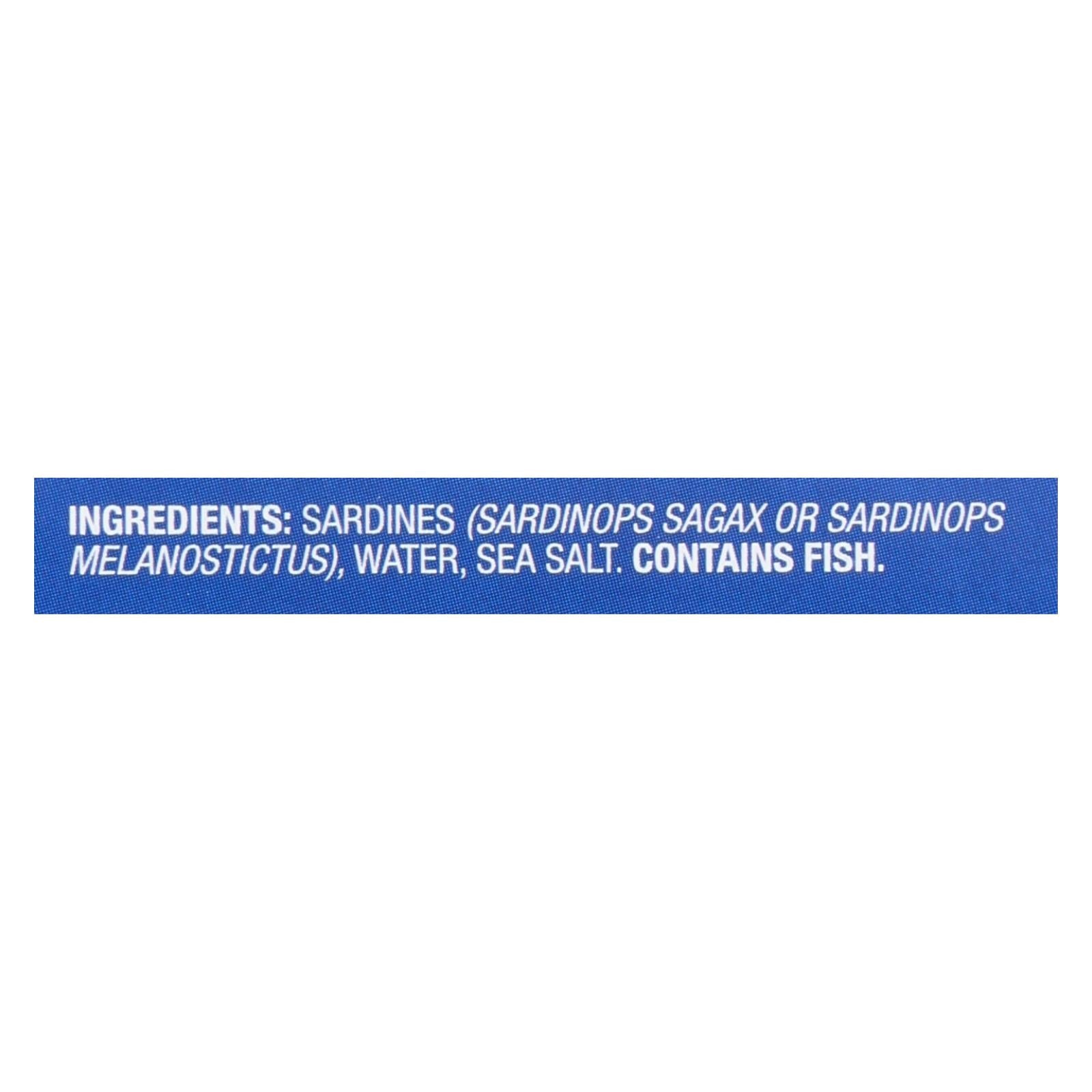 Wild Planet Wild Sardines In Spring Water - Case Of 12 - 4.375 Oz. - Maras Green