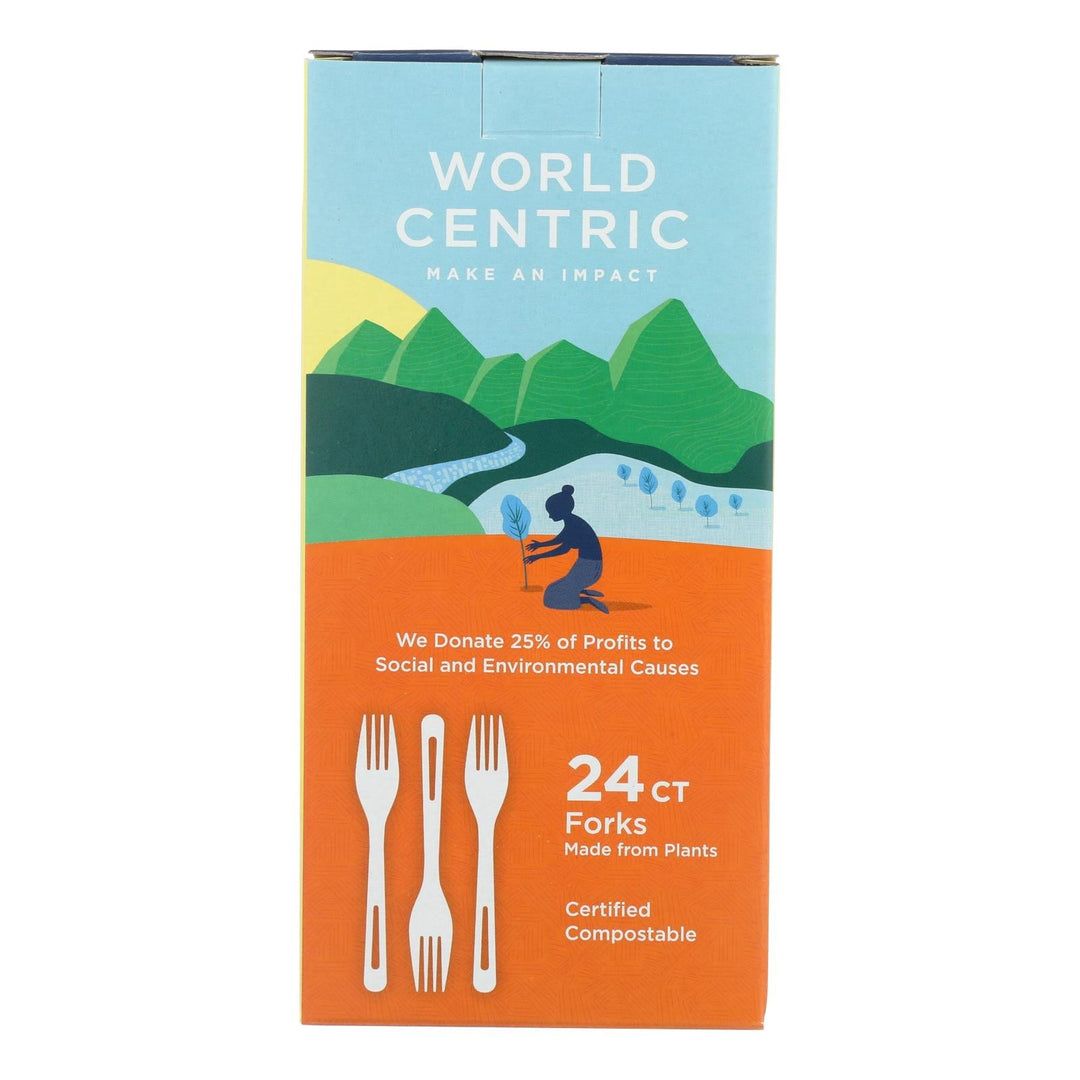 World Centric Corn Starch Fork - Case Of 12 - 24 Count - Maras Green
