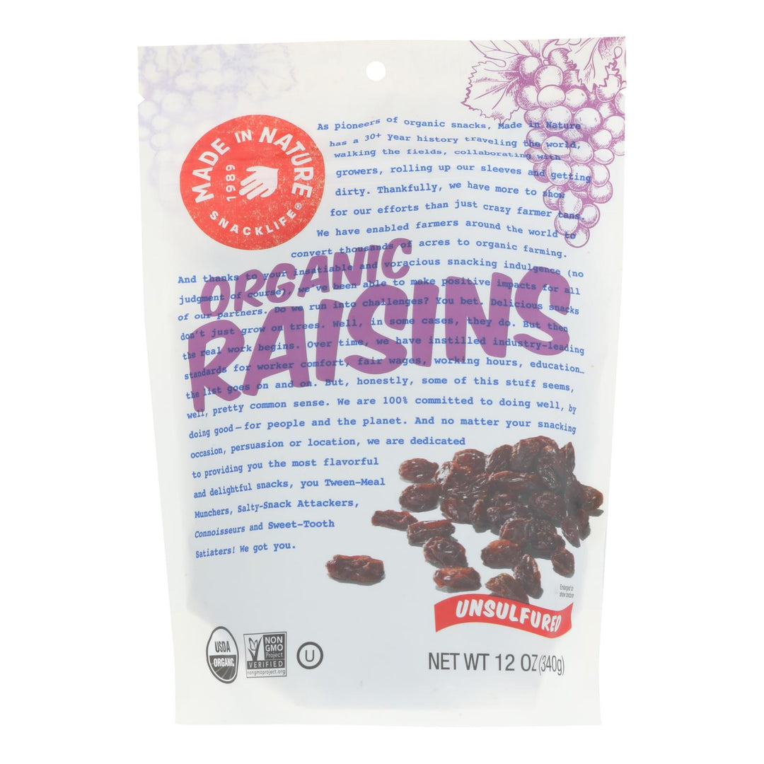 Made In Nature - Raisins - Case Of 6 - 12 Oz - Maras Green