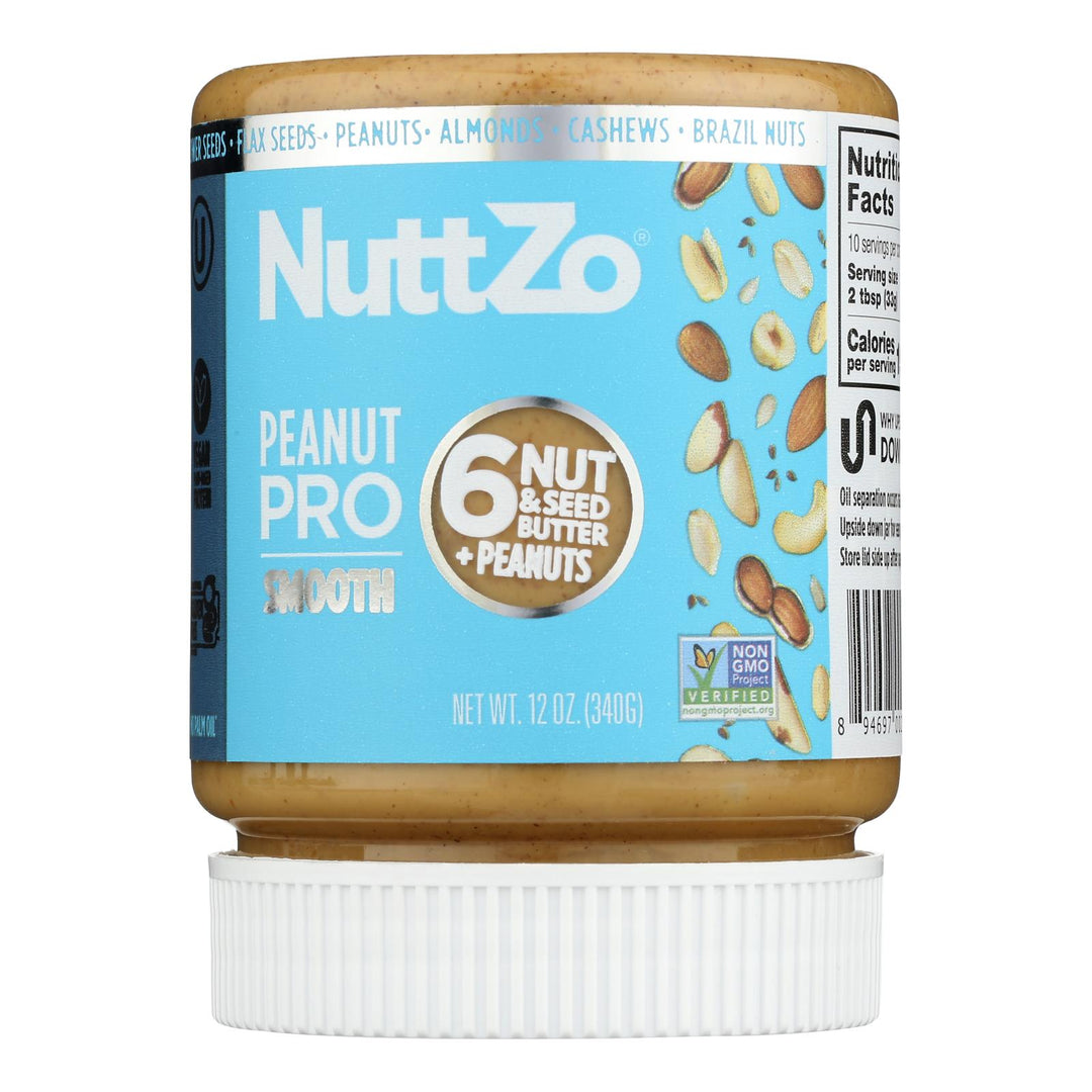 Nuttzo Peanut Butter, Smooth - Case Of 6 - 12 Oz - Maras Green