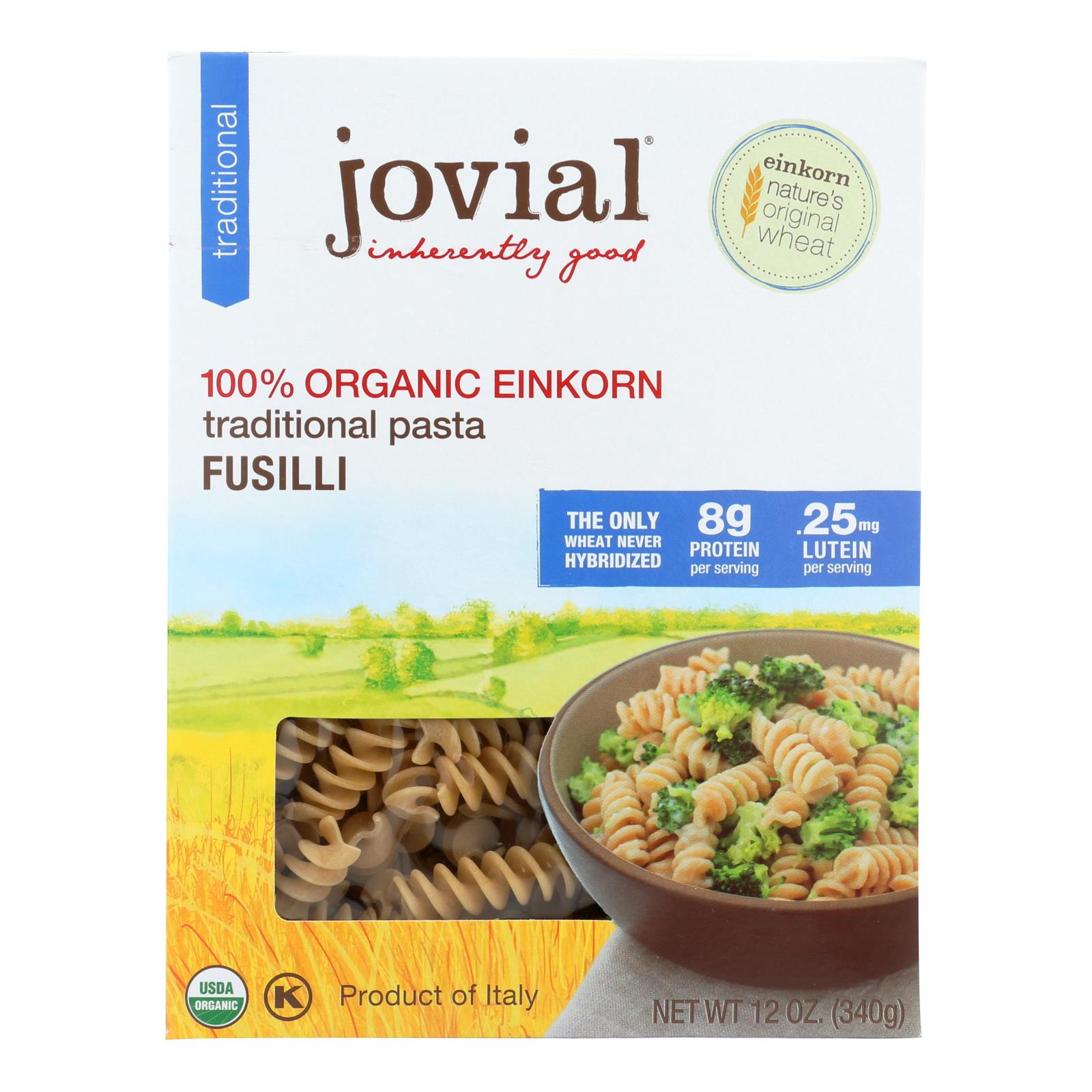 Jovial - Gluten Free Brown Rice Pasta - Fusilli - Case Of 12 - 12 Oz. - Maras Green