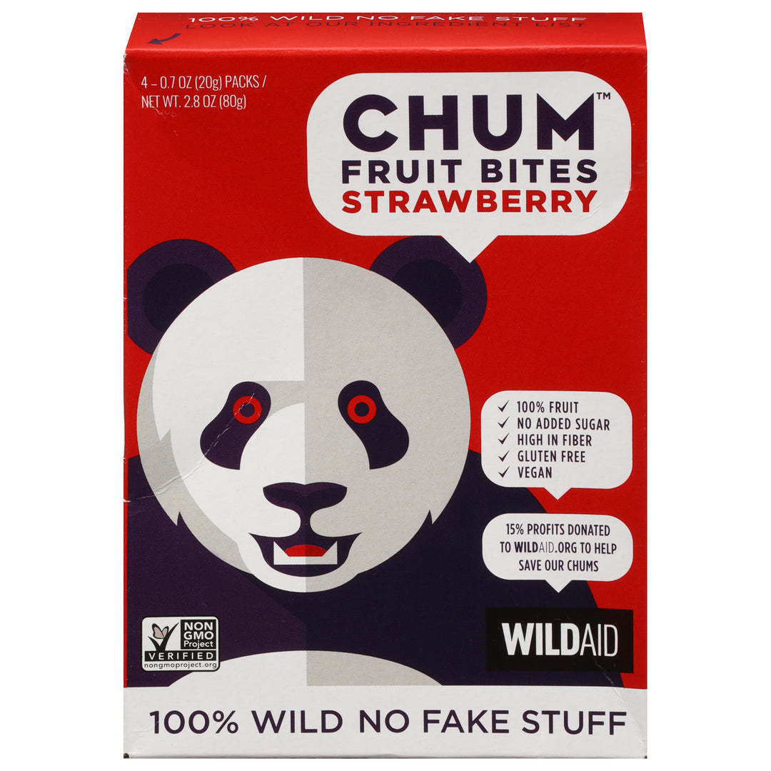 Chum Fruit Bites - Fruit Bites Strawberry 4pk - Case Of 6 - 2.8 Oz - Maras Green