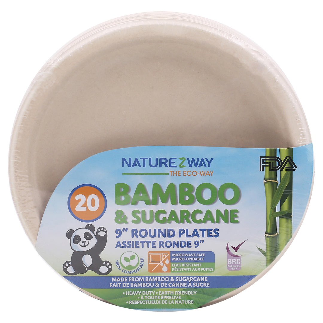Naturezway - Plate Bmboo Rnd 9in 20ct - Case Of 12 - 20 Ct - Maras Green