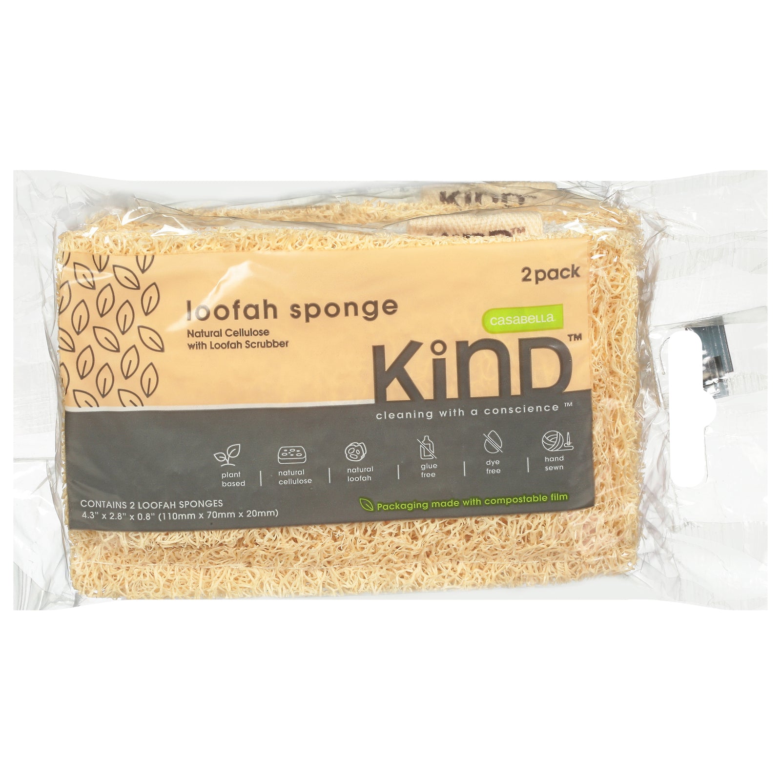 Casabella Kind - Loofah Sponge Plnt Bsd - Case Of 12 - 2 Ct - Maras Green