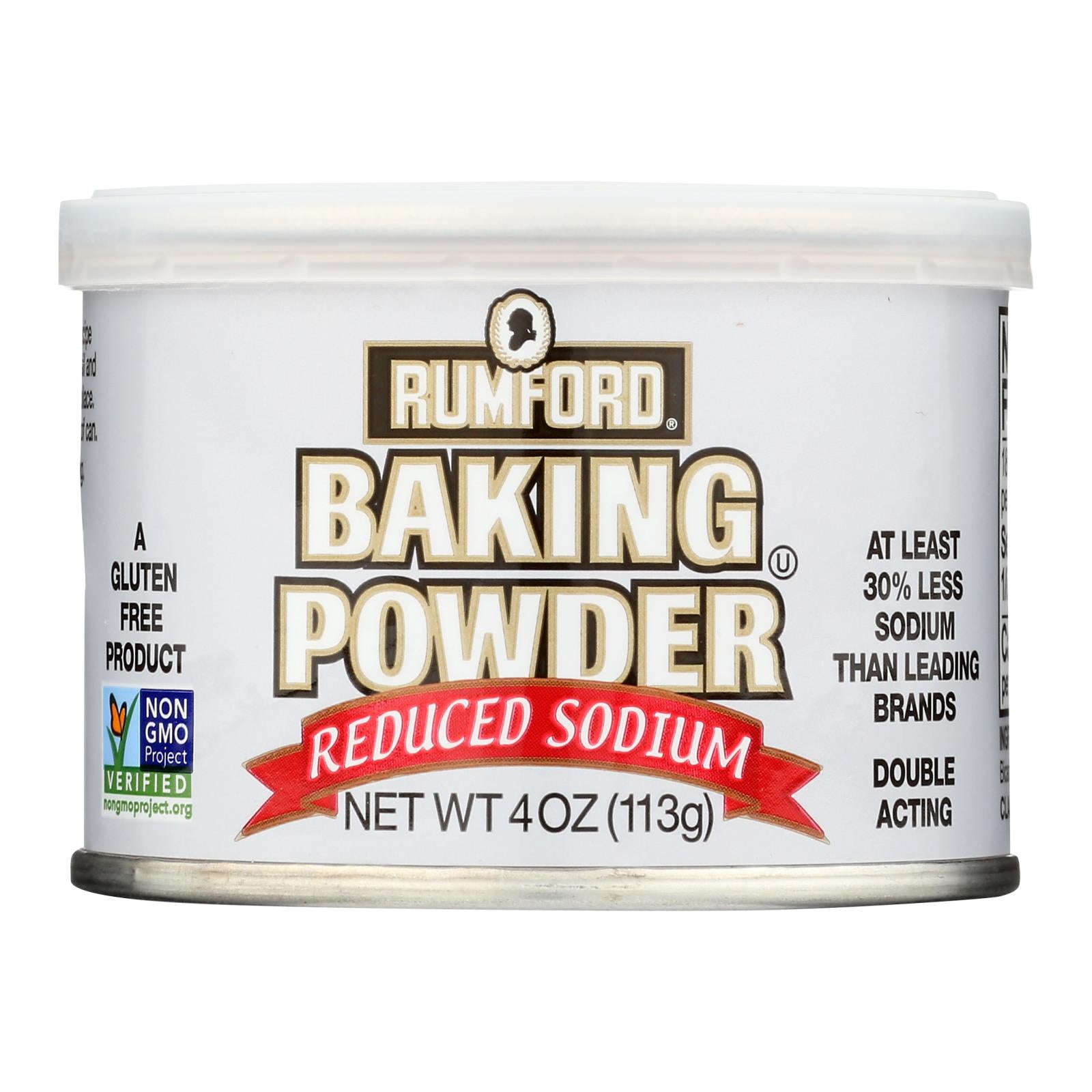 Rumford Baking Powder - Reduced Sodium - Case Of 24 - 4 Oz. - Maras Green
