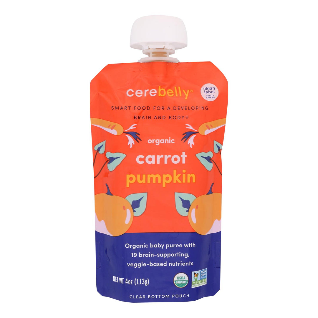 Cerebelly - Puree Carrot Pumpkin - Case Of 6-4 Oz - Maras Green