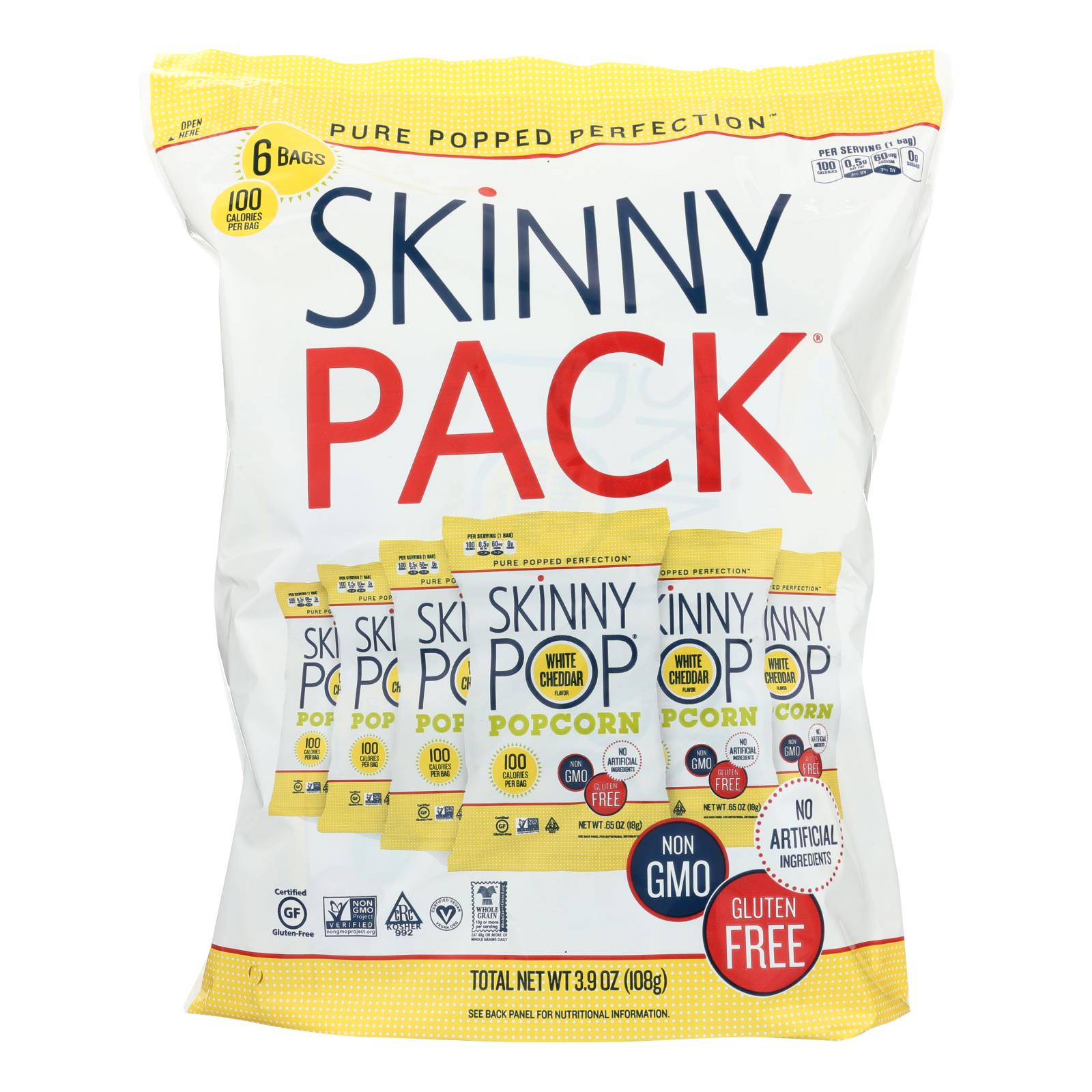 Skinnypop Popcorn Skinny Pop - White Cheddar - Case Of 10 - 0.65 Oz. - Maras Green