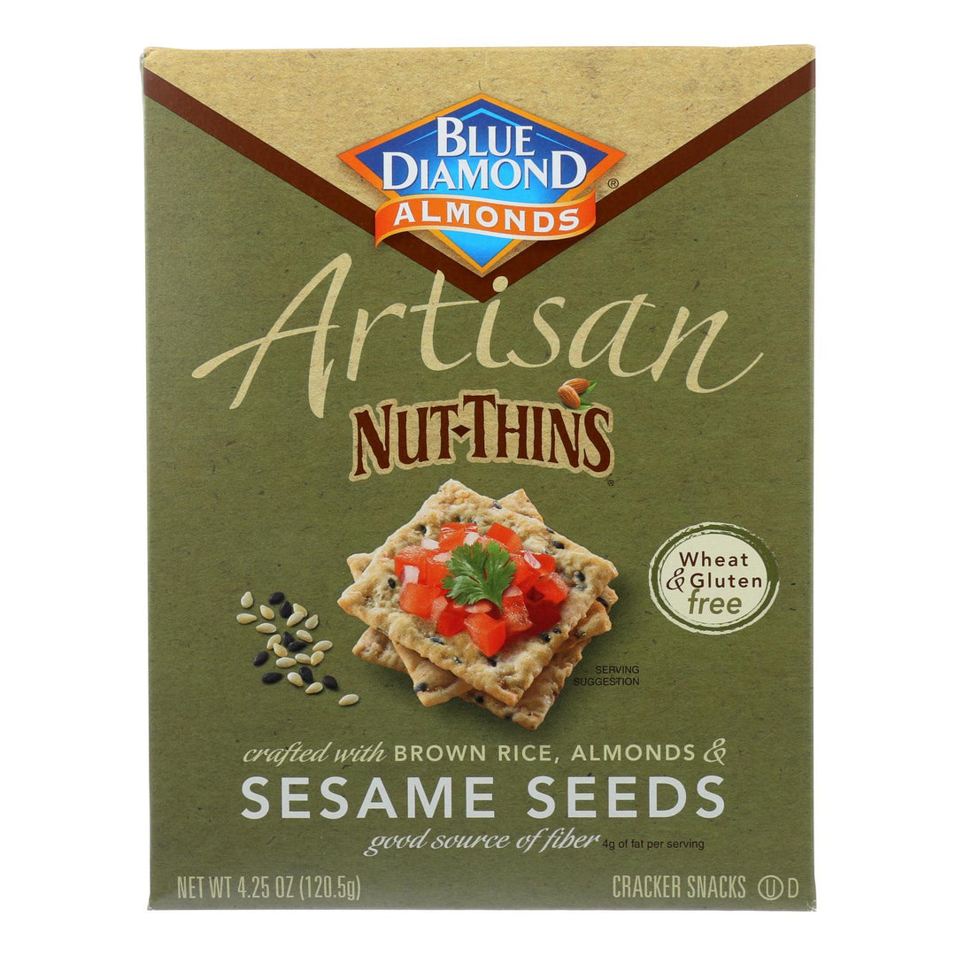 Blue Diamond - Artesion Nut Thins - Sesame Seed - Case Of 12 - 4.25 Oz. - Maras Green