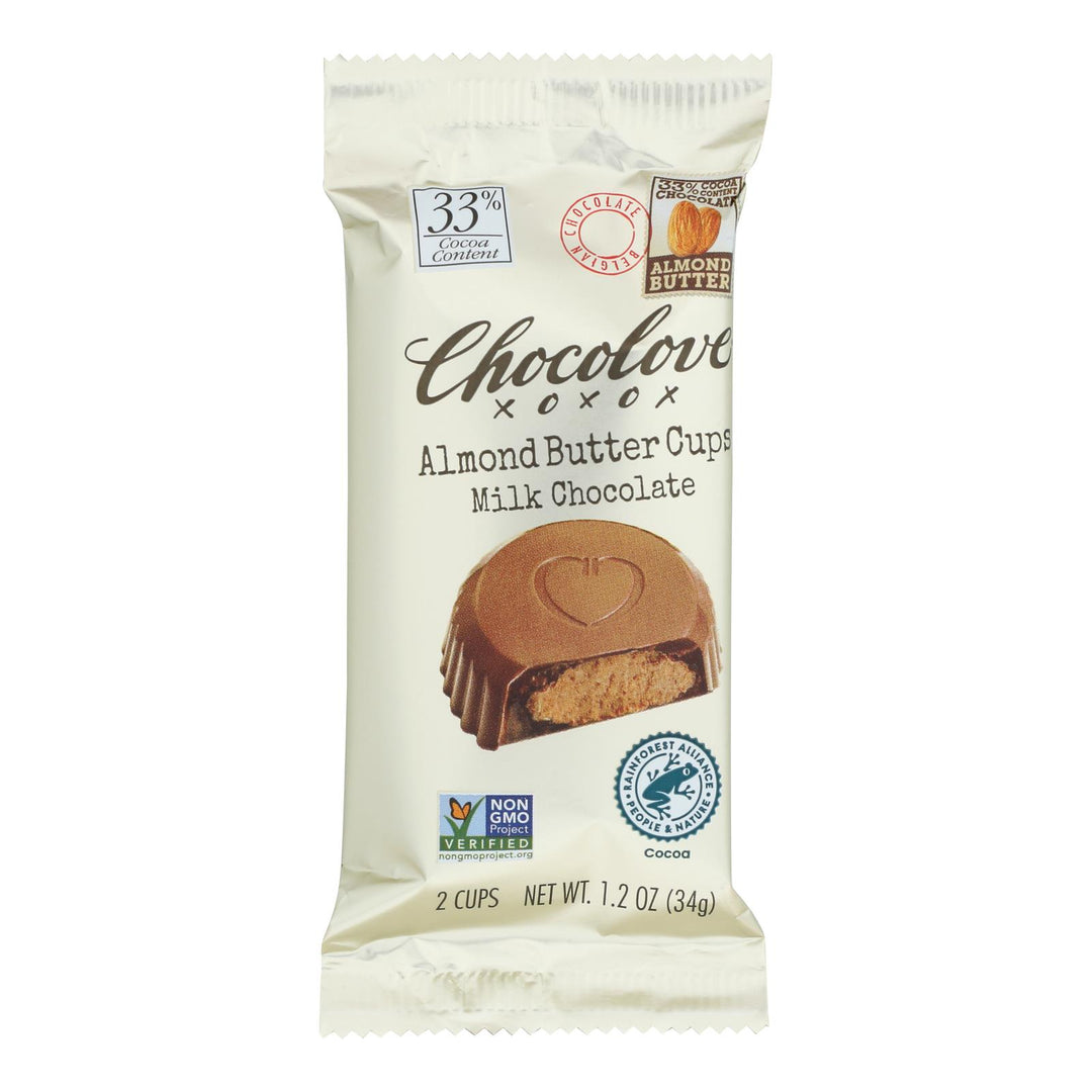 Chocolove - Cup Almond Butter Milk Chocolate - Case Of 10 - 1.2 Ounces - Maras Green