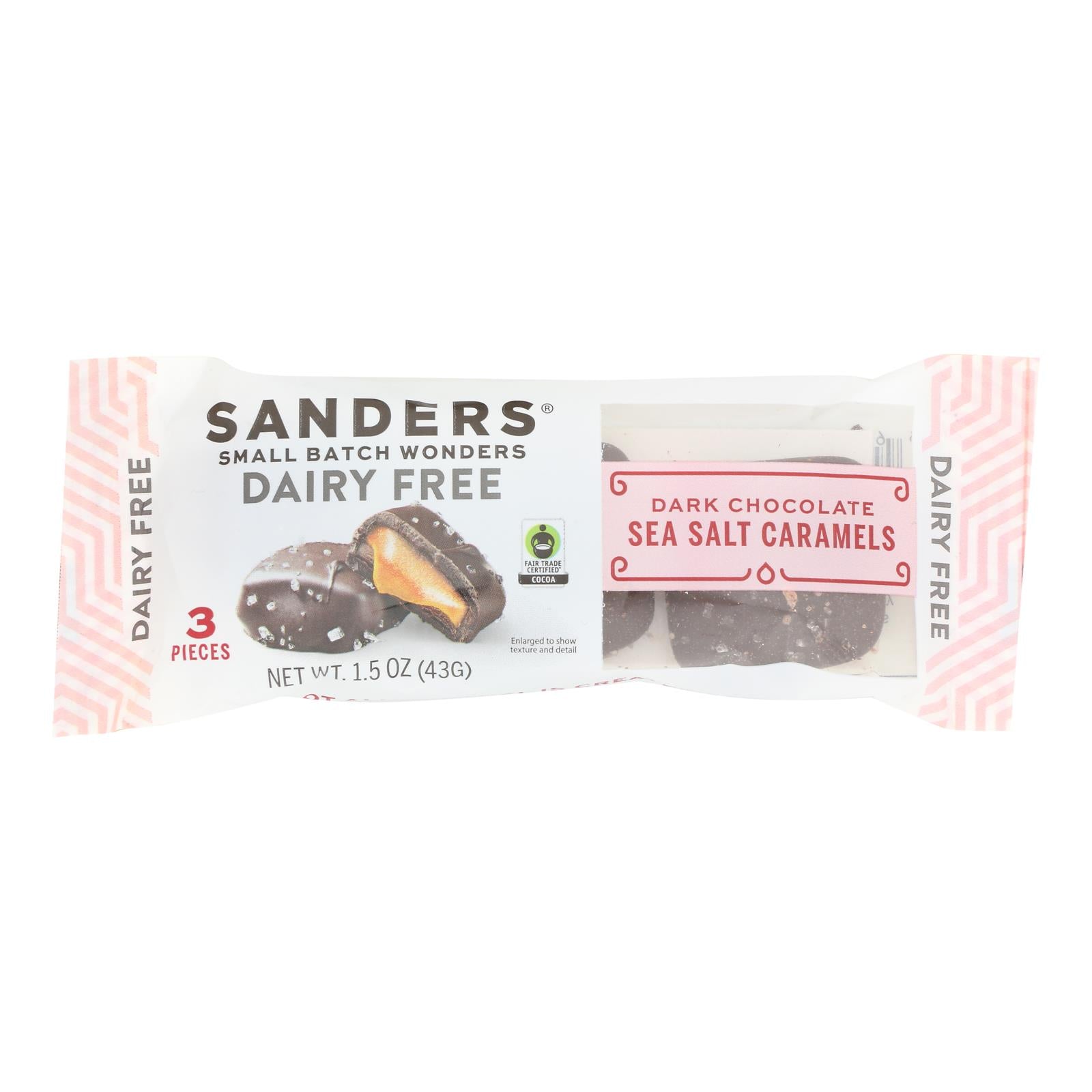 Sanders - Caramels Dark Chocolate Sea Salt - Case Of 8 - 1.5 Ounces - Maras Green