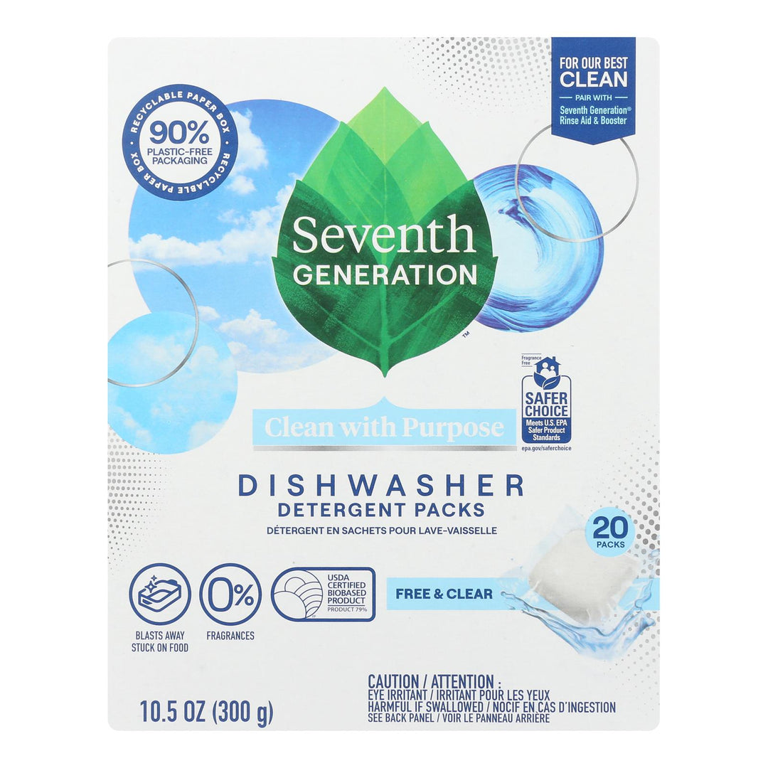Seventh Generation - Automatic Dish Pacs Fragrance & Clear - Case Of 6 - 20 Count - Maras Green