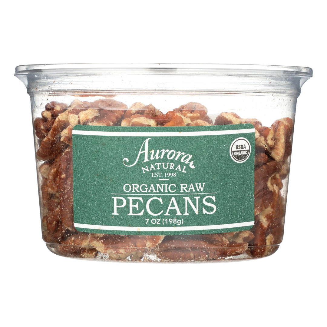 Aurora Natural Products - Organic Raw Pecans - Case Of 12 - 7 Oz. - Maras Green