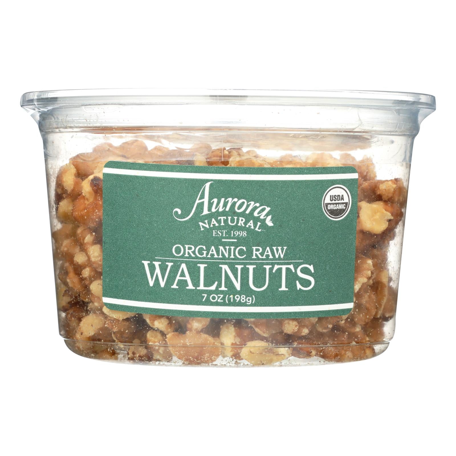 Aurora Natural Products - Organic Raw Walnuts - Case Of 12 - 7 Oz. - Maras Green