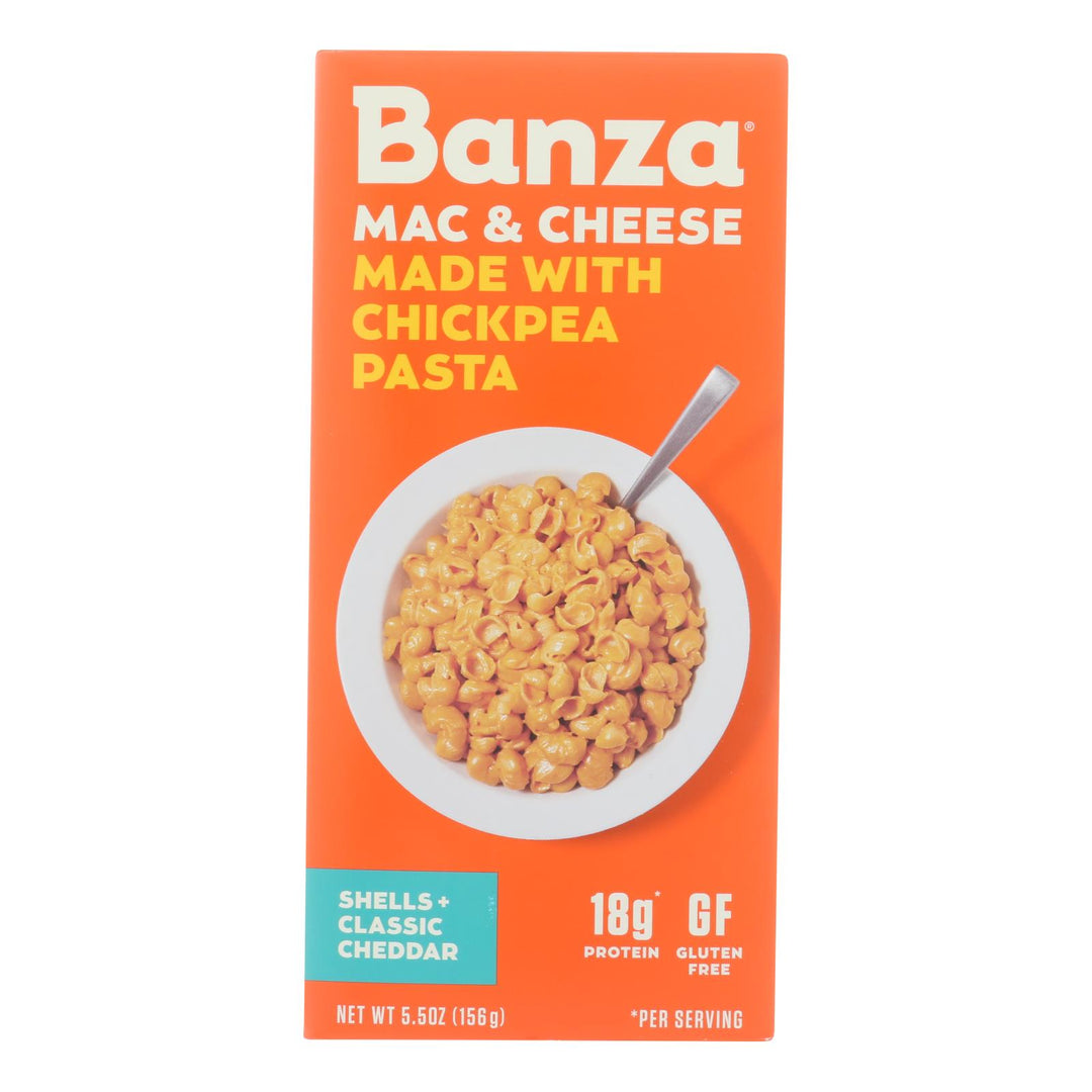 Banza - Chickpea Pasta Mac And Cheese - Shells And Classic Cheddar - Case Of 6 - 5.5 Oz. - Maras Green