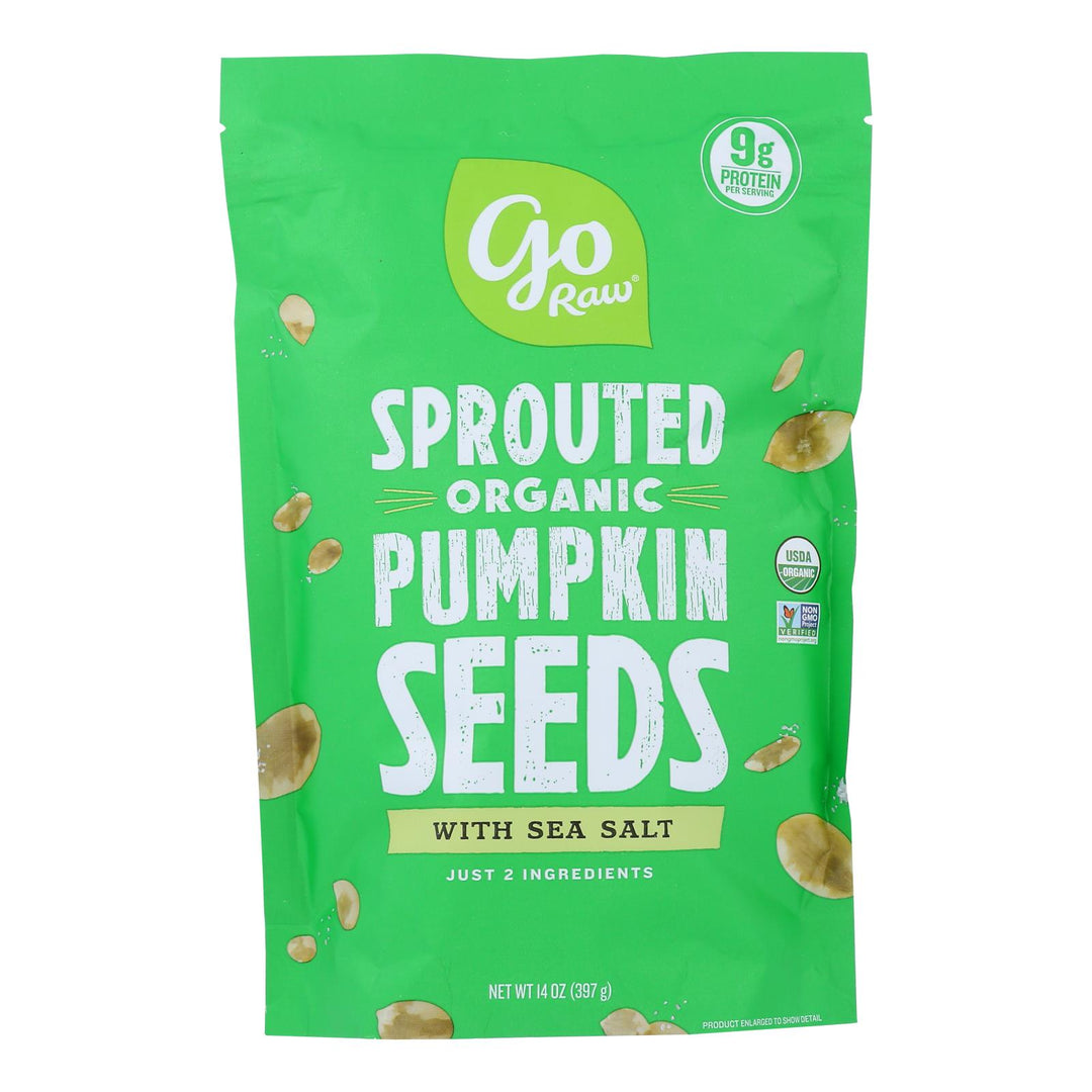 Go Raw Sprouted Seeds, Pumpkin With Celtic Sea Salt - Case Of 6 - 14 Oz - Maras Green