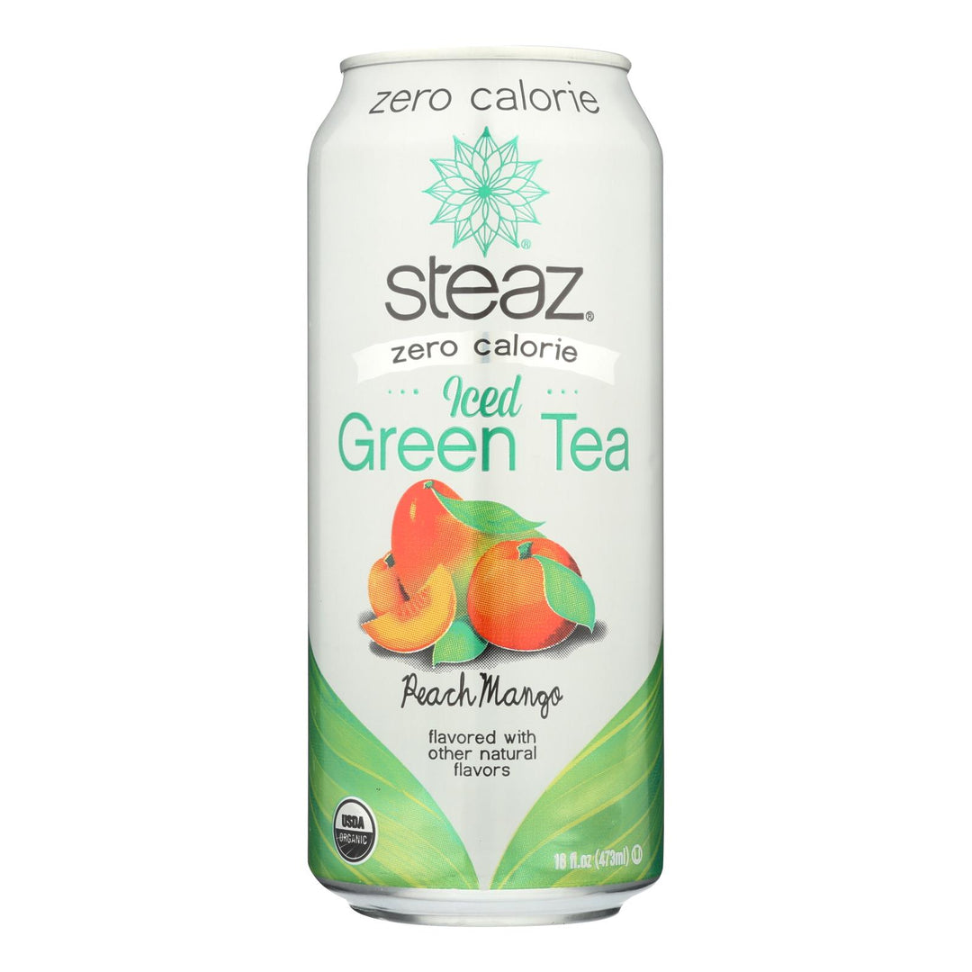 Steaz Zero Calorie Green Tea - Peach Mango - Case Of 12 - 16 Fl Oz. - Maras Green
