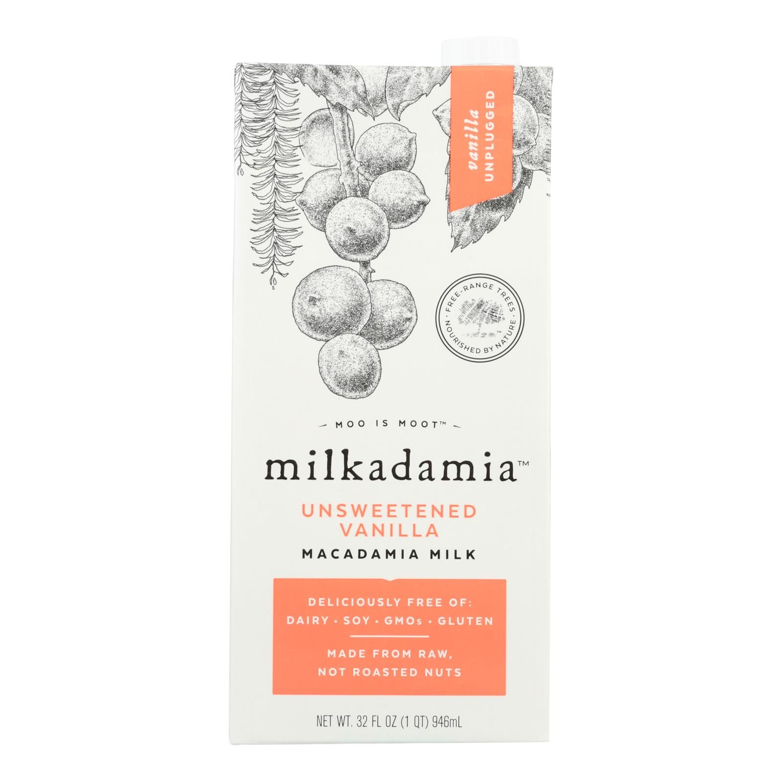 Milkadamia Macadamia Milk With Unsweetened Vanilla - Case Of 6 - 32 Fz - Maras Green
