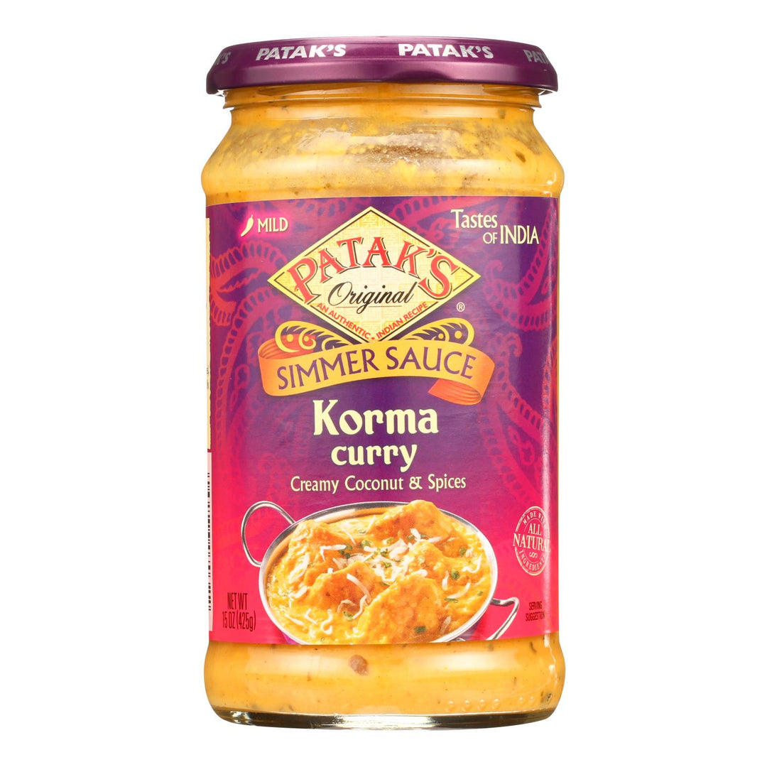 Pataks Simmer Sauce - Korma Curry - Mild - 15 Oz - Case Of 6 - Maras Green