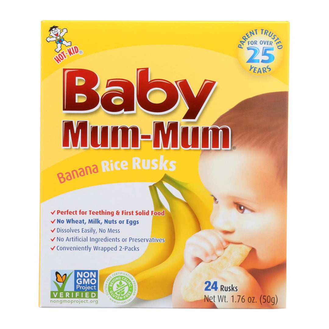 Hot Kid Baby Mum Rice Biscuit - Banana - Case Of 6 - 1.76 Oz. - Maras Green